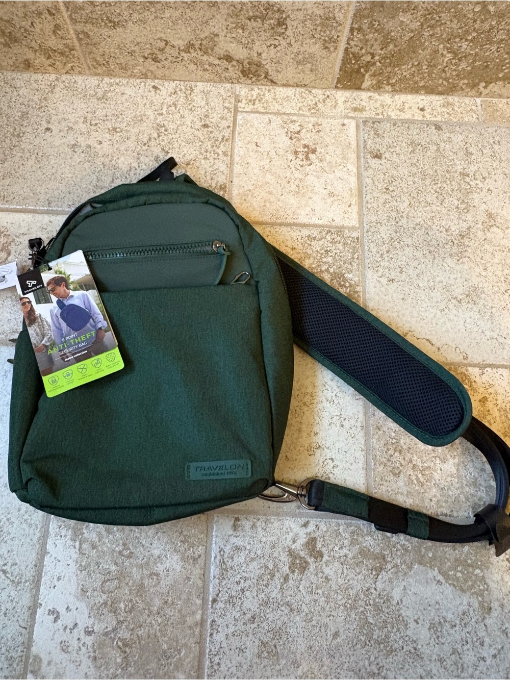 Travelon 5Point Anti-Theft Security Sling Backpack Forest Green